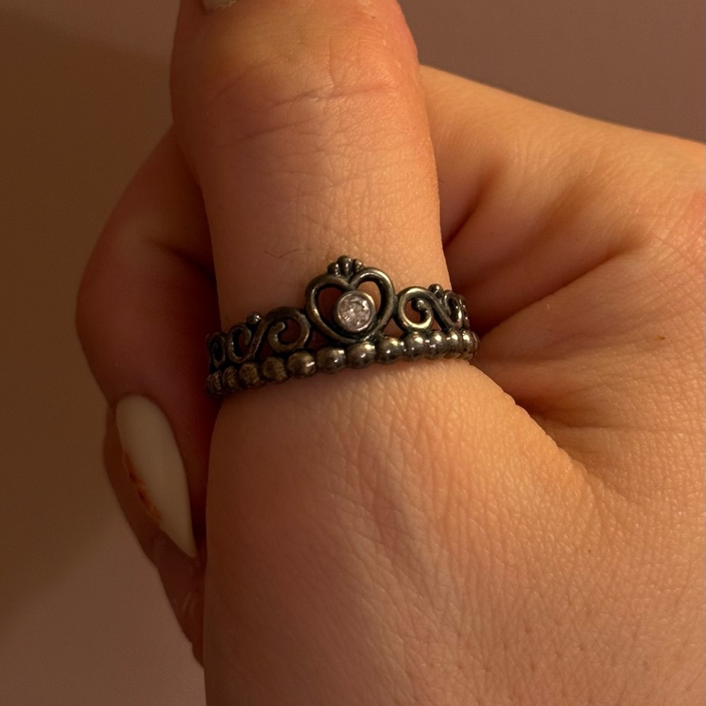 Pandora Princess Ring size 58 *Discoloured*